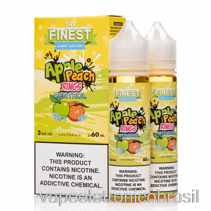 Vape Eletronico Maçã Pêssego Sour Anéis Mentol - A Melhor Edição De Doces - 120ml 3mg